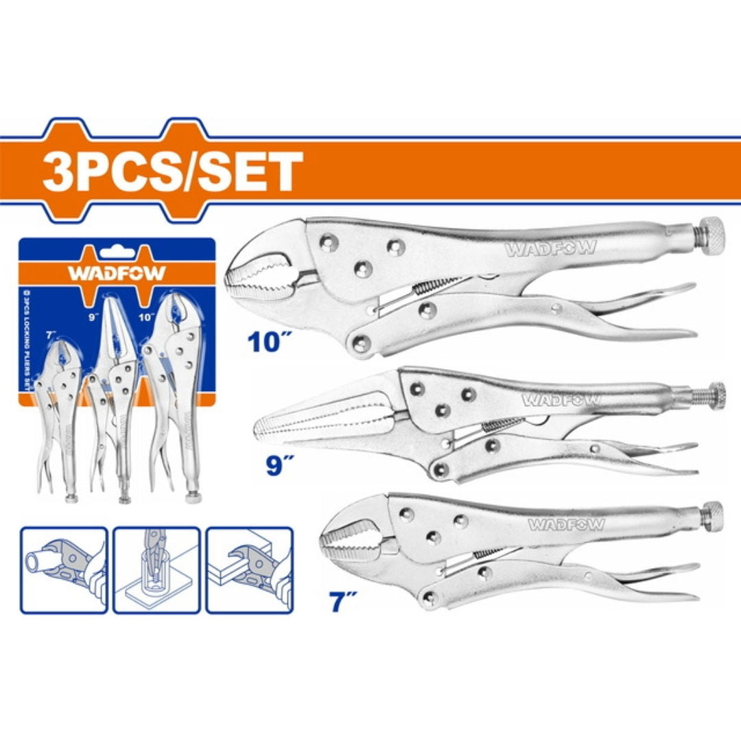 WADFOW 3 Pieces Locking Pliers Set, Carbon Steel