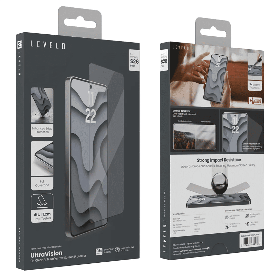 Levelo Ultravision Anti-Reflective 9H Screen Protector For Samsung S26 Series, Clear