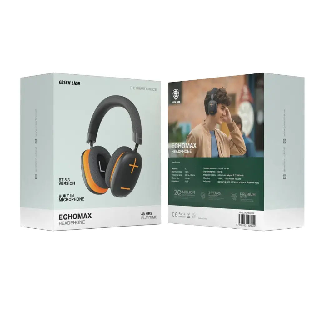 Green Lion Echo Max Headphone Black-Orenge