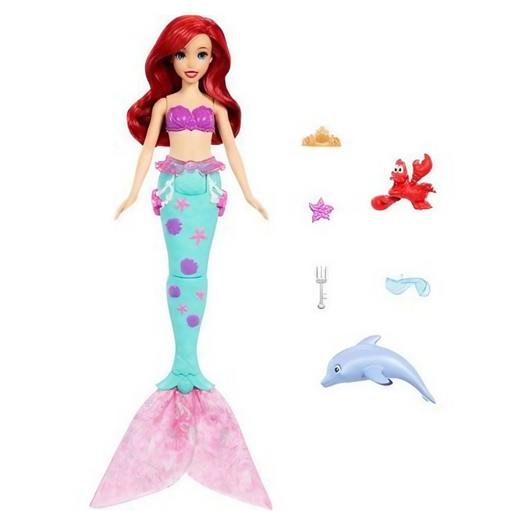 Disney Princess Ariel Swimming Mermaid Doll with Ocean Friends & Squirt Toy