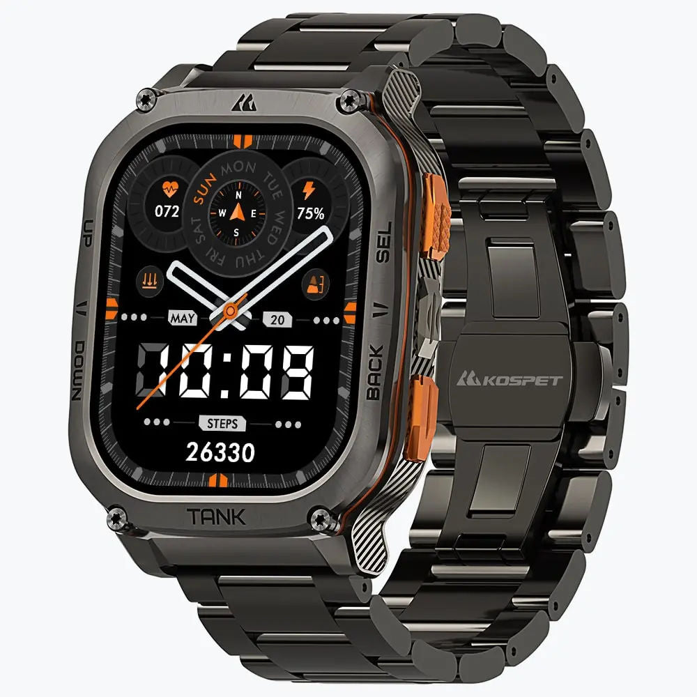 KOSPET Tank M3 Ultra 2 Special Edition GPS Smartwatch with 1.96” AMOLED Display, Bluetooth Calling, Military Grade & 5ATM Waterproof