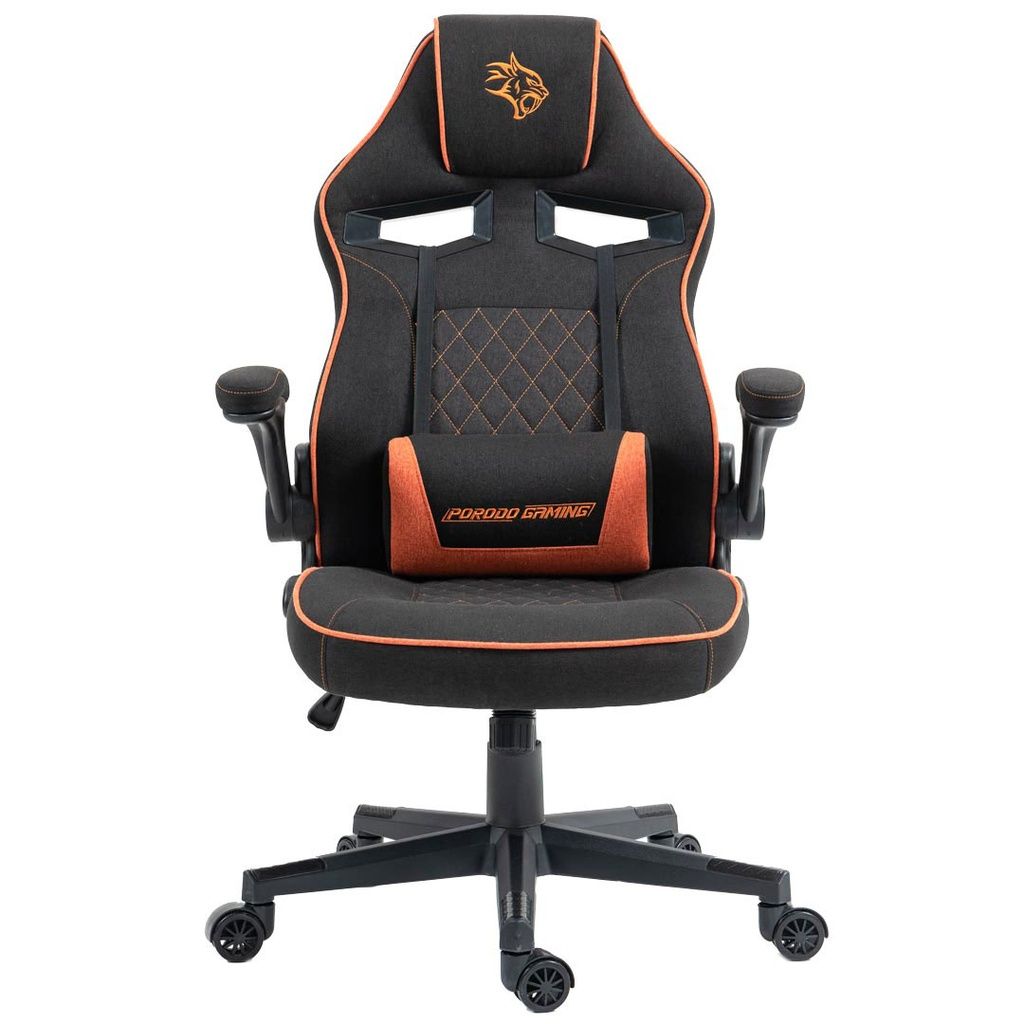 Porodo Ergonomic Gaming Chair with Flexible Headrest, Black/Orange