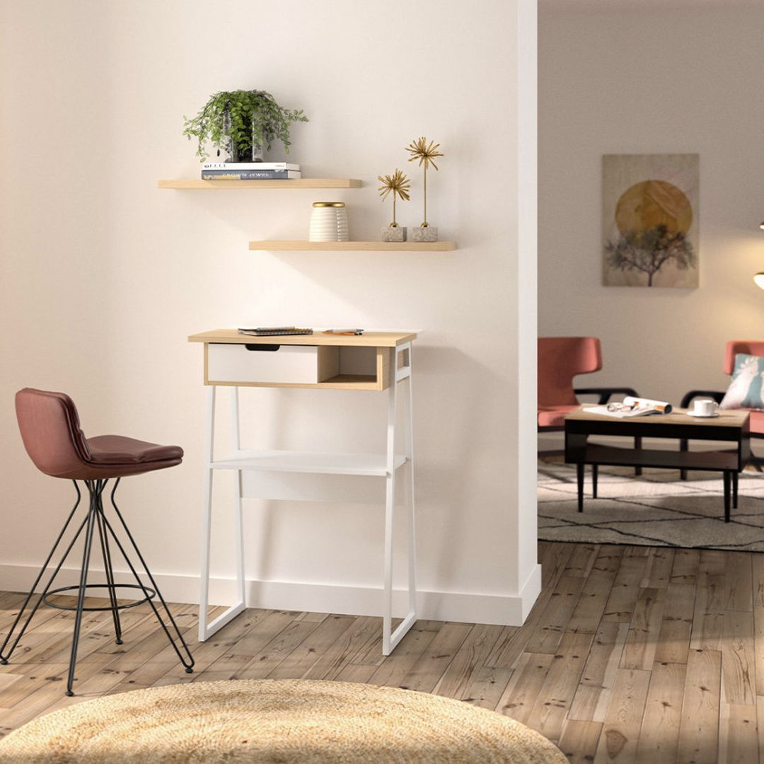 Space Desk Oak, White