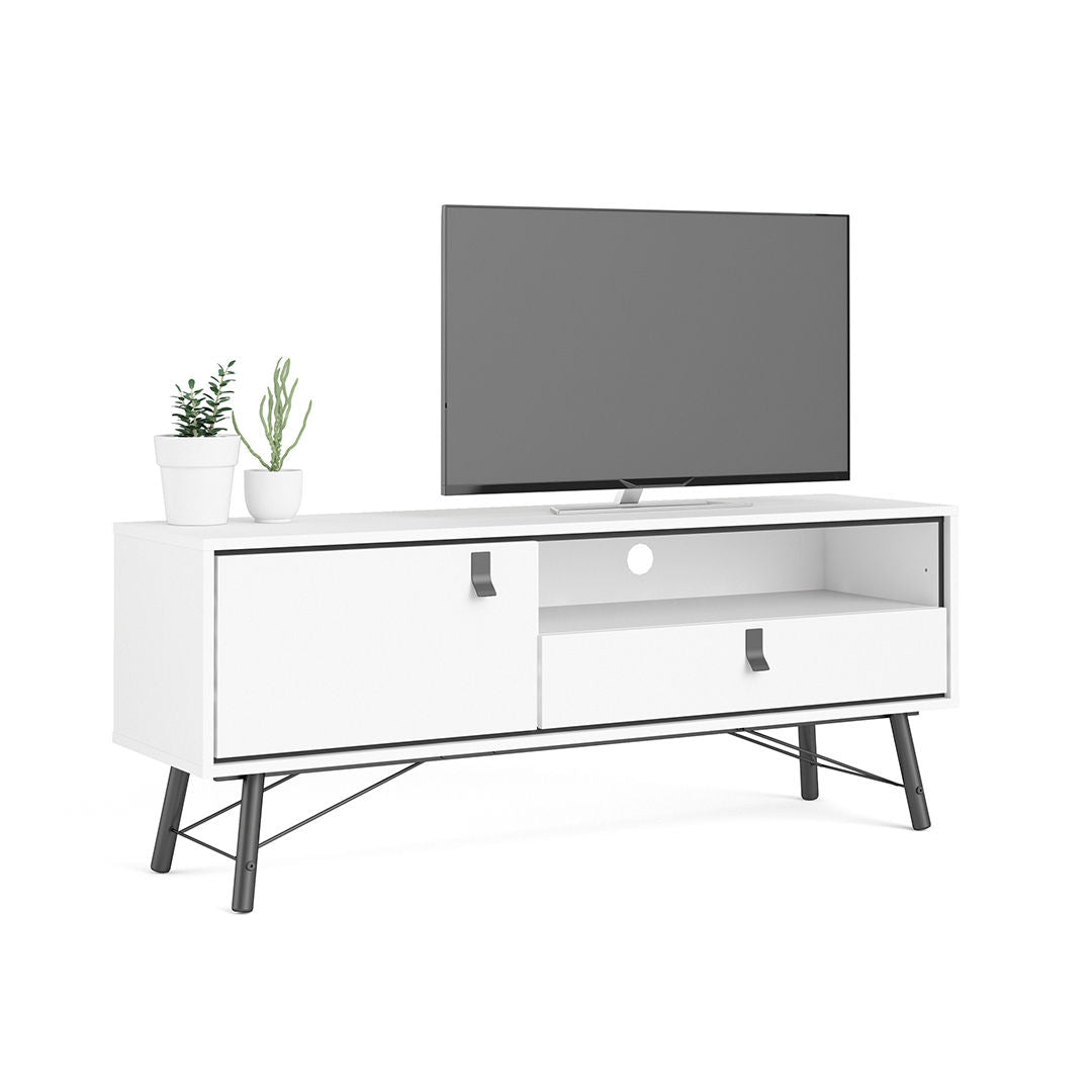 RY TV Unit, Matt White, 1 Door & 1 Drawer