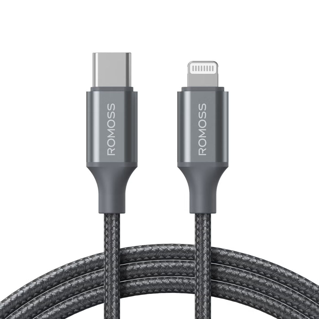 Romoss USB-C To Lightning Data Charging Nylon Braided Cable, 3A, Gray