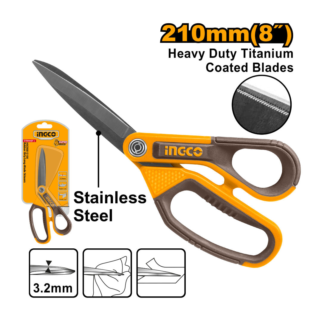 INGCO Long-Blade Scissors, Rubber Grip