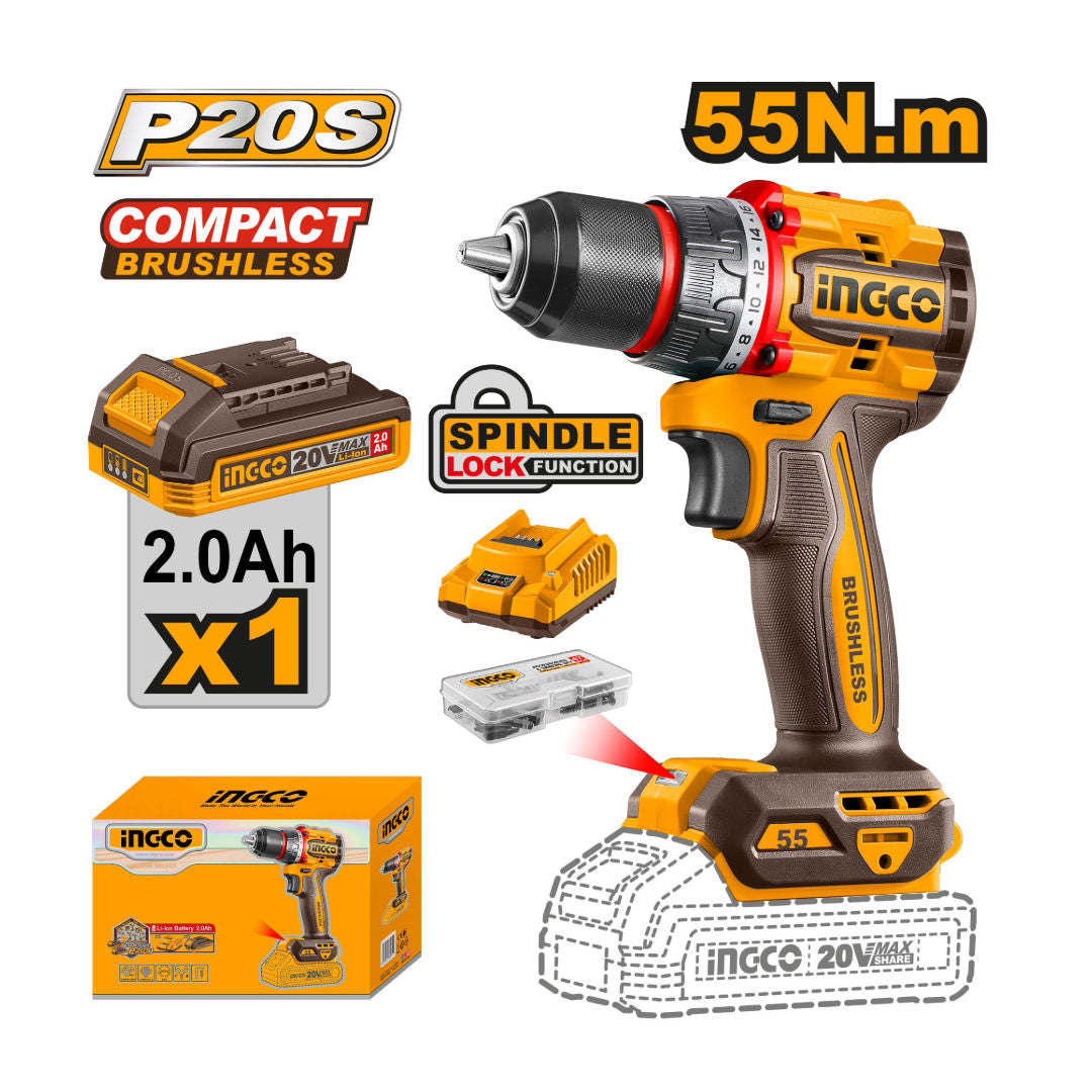INGCO Compact Brushless Cordless Drill