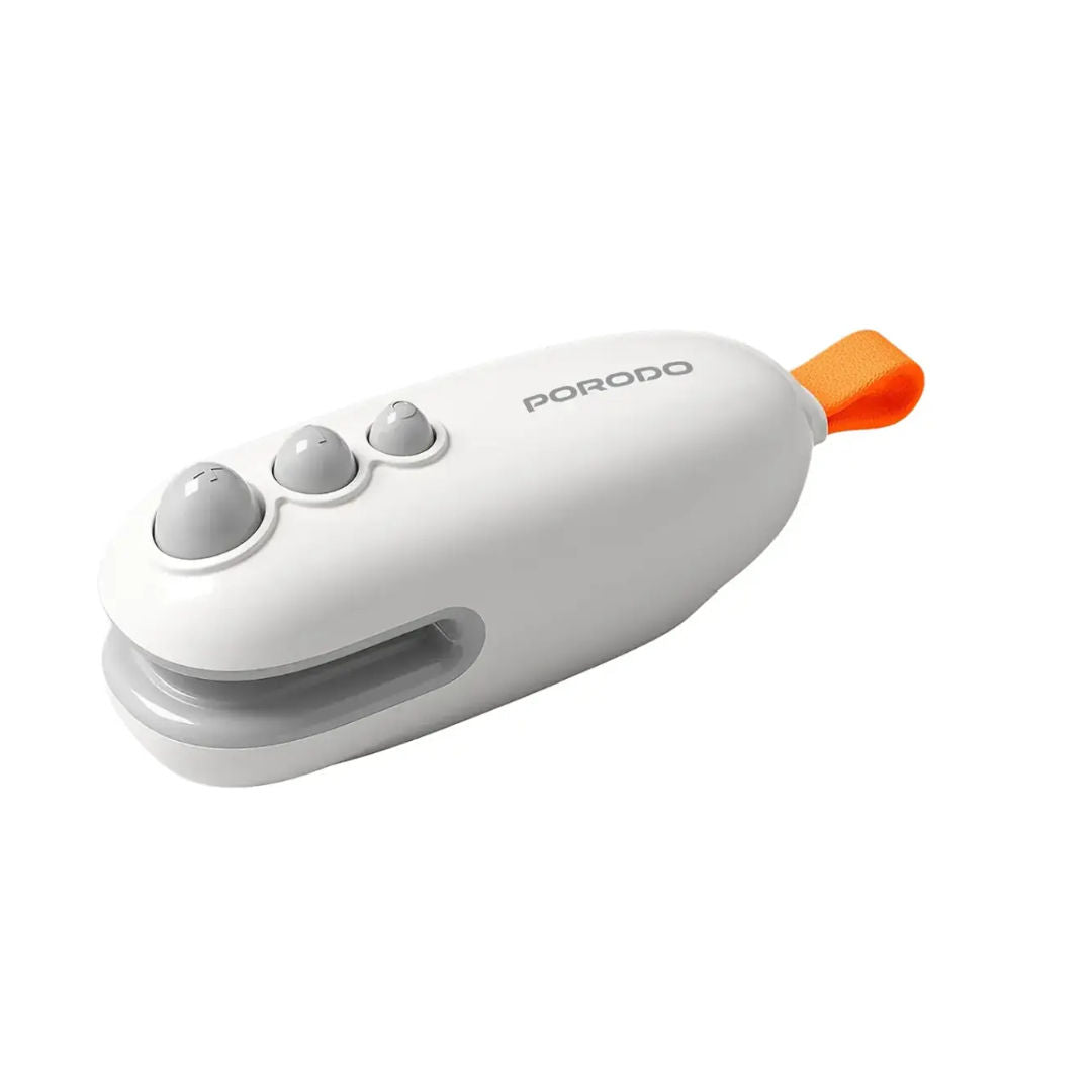 Porodo Lifestyle 2-In-1 Magnetic Mini Sealer & Cutter With Rechargeable Battery, White