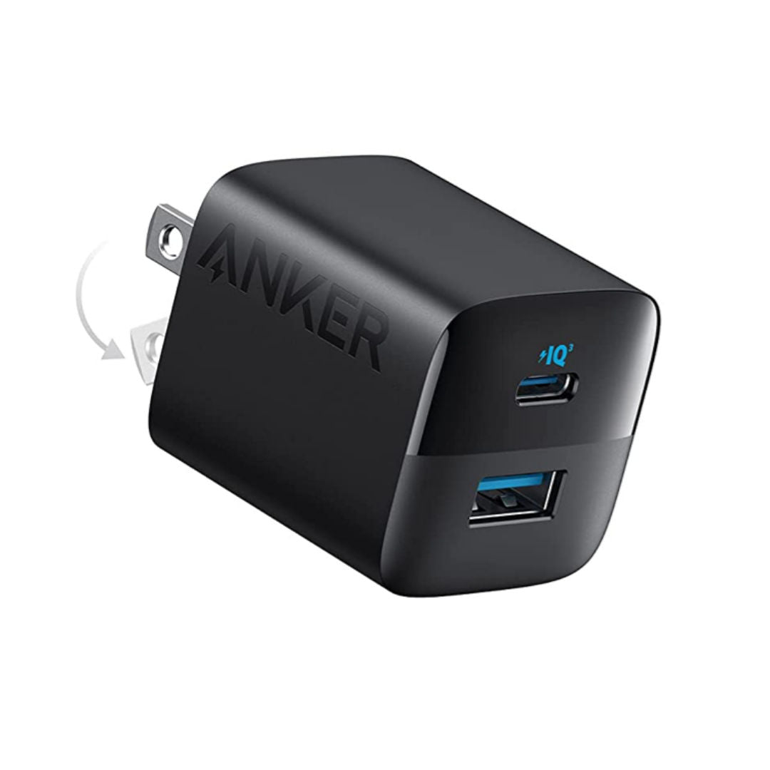 Anker 323 Dual-Port Fast Charger 33W with USB-C to USB-C Cable, PD & PowerIQ, Black