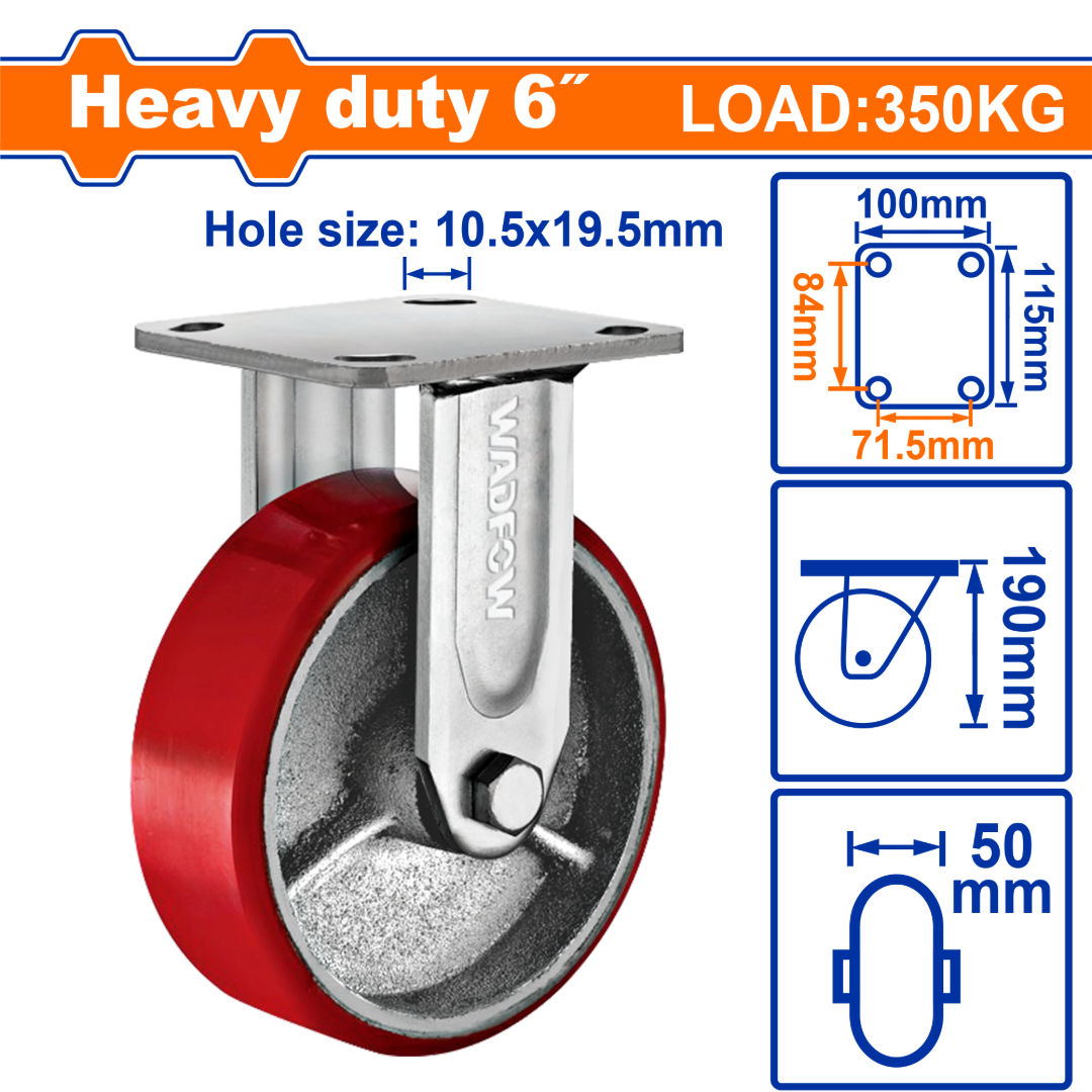 WADFOW Heavy-Duty Caster Wheel, Steel + PU Series