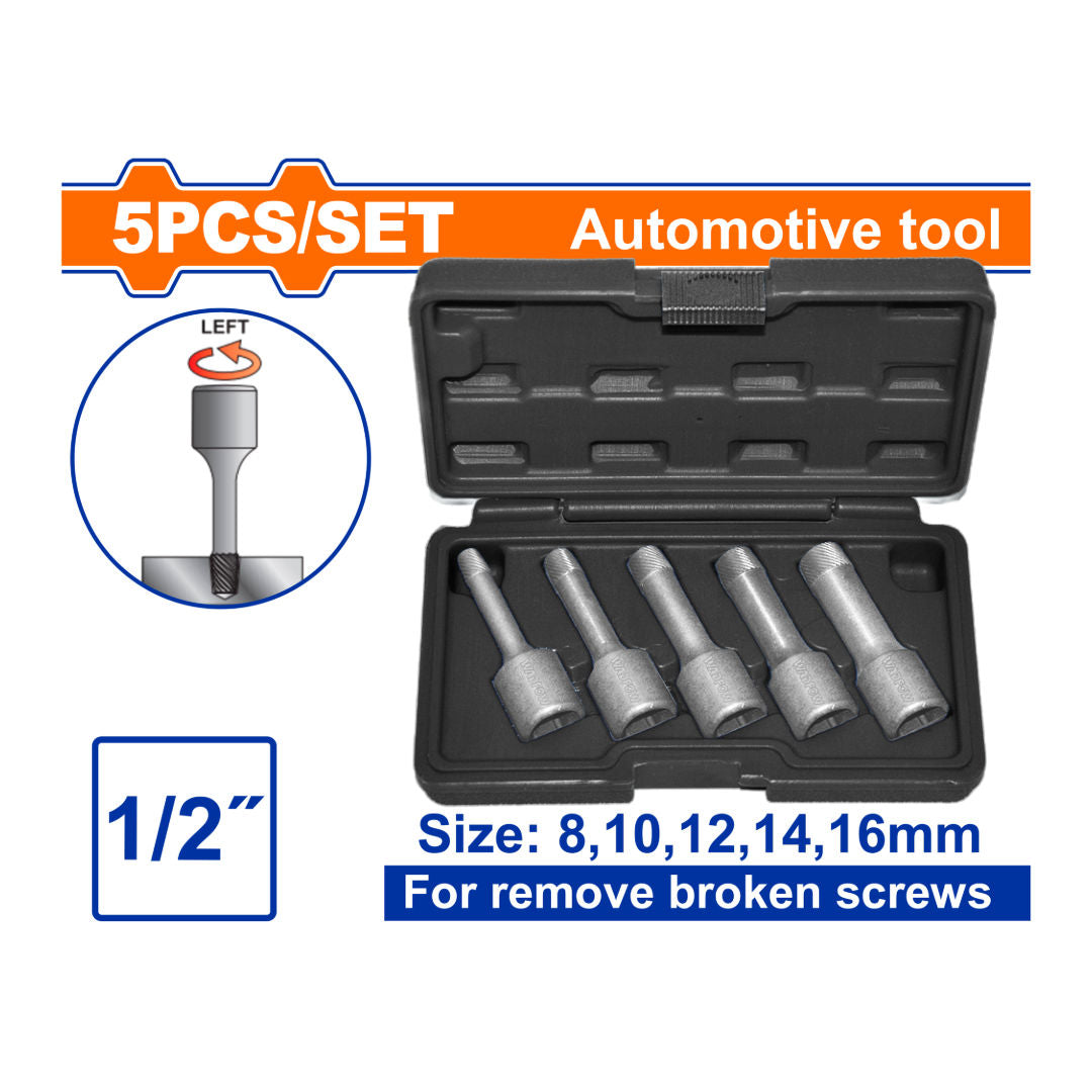 WADFOW 1/2"Dr Bolt Extractor Set, 5 pieces