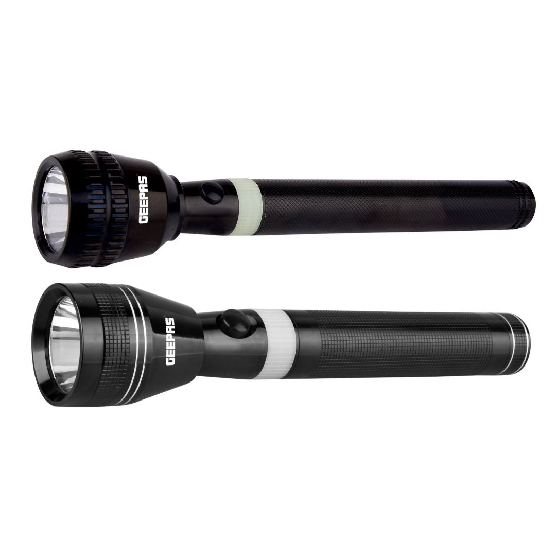 Geepas 2-Piece Rechargeable LED Flashlight Set 3W, 3 Hours Working