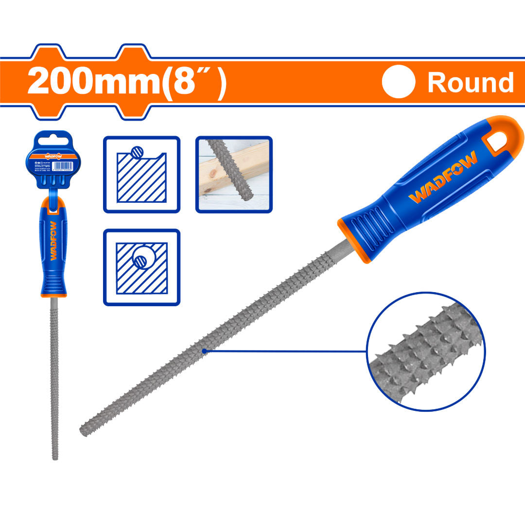 WADFOW Round Wood File, 200 mm (8″); carbon steel