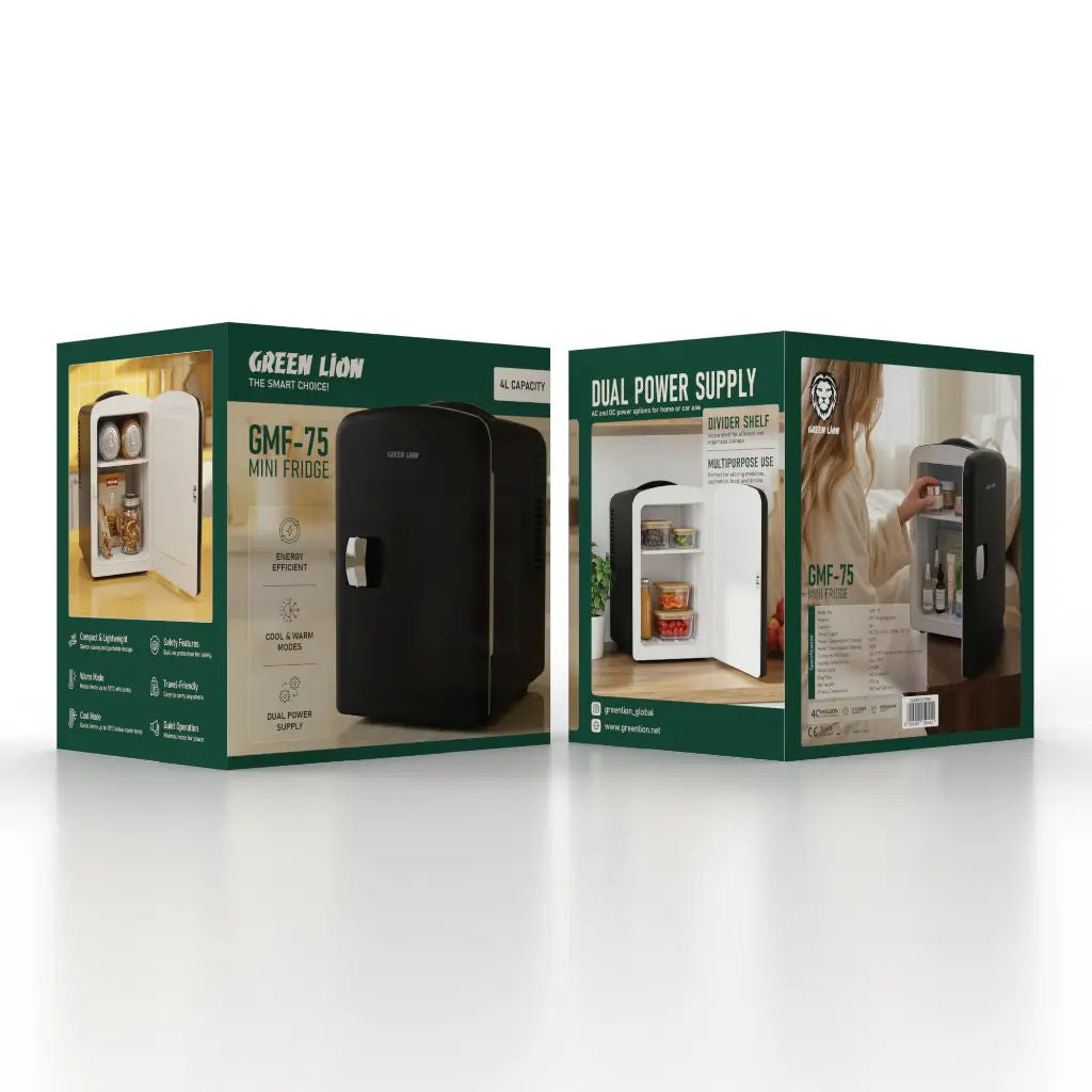 Green Lion GMF-75 Mini Fridge 4L Portable Cooler & Warmer, Black