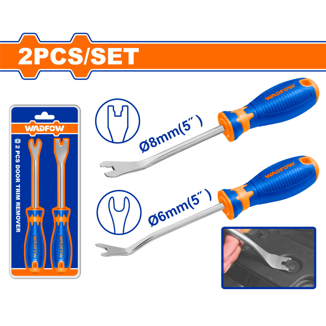 WADFOW 2-Pcs Door Trim Remover Set, 125 mm, Dual-Size Clip & Fastener Removal Tools