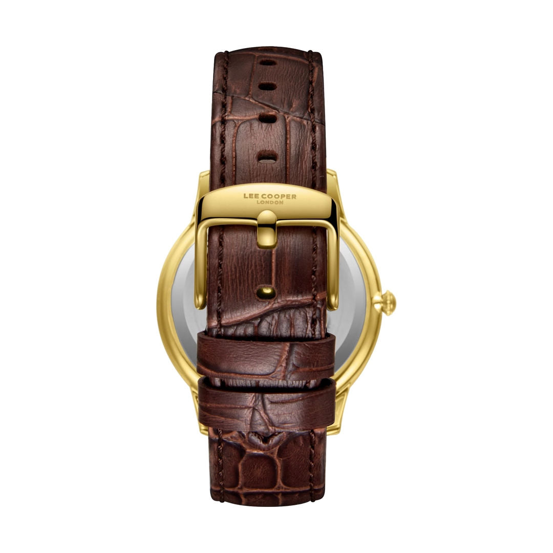 Lee Cooper Men's Green Dial Brown Leather Band Watch, LC08379.172