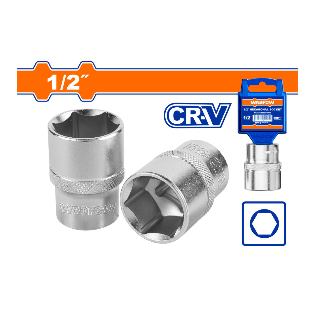 WADFOW 1/2" Hexagonal Socket, High-Strength CR-V 50BV30 Steel