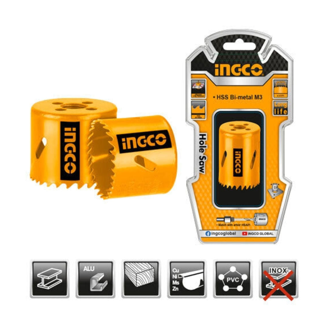 INGCO Bi-Metal Hole Saw, 14mm, 38mm Cutting Depth