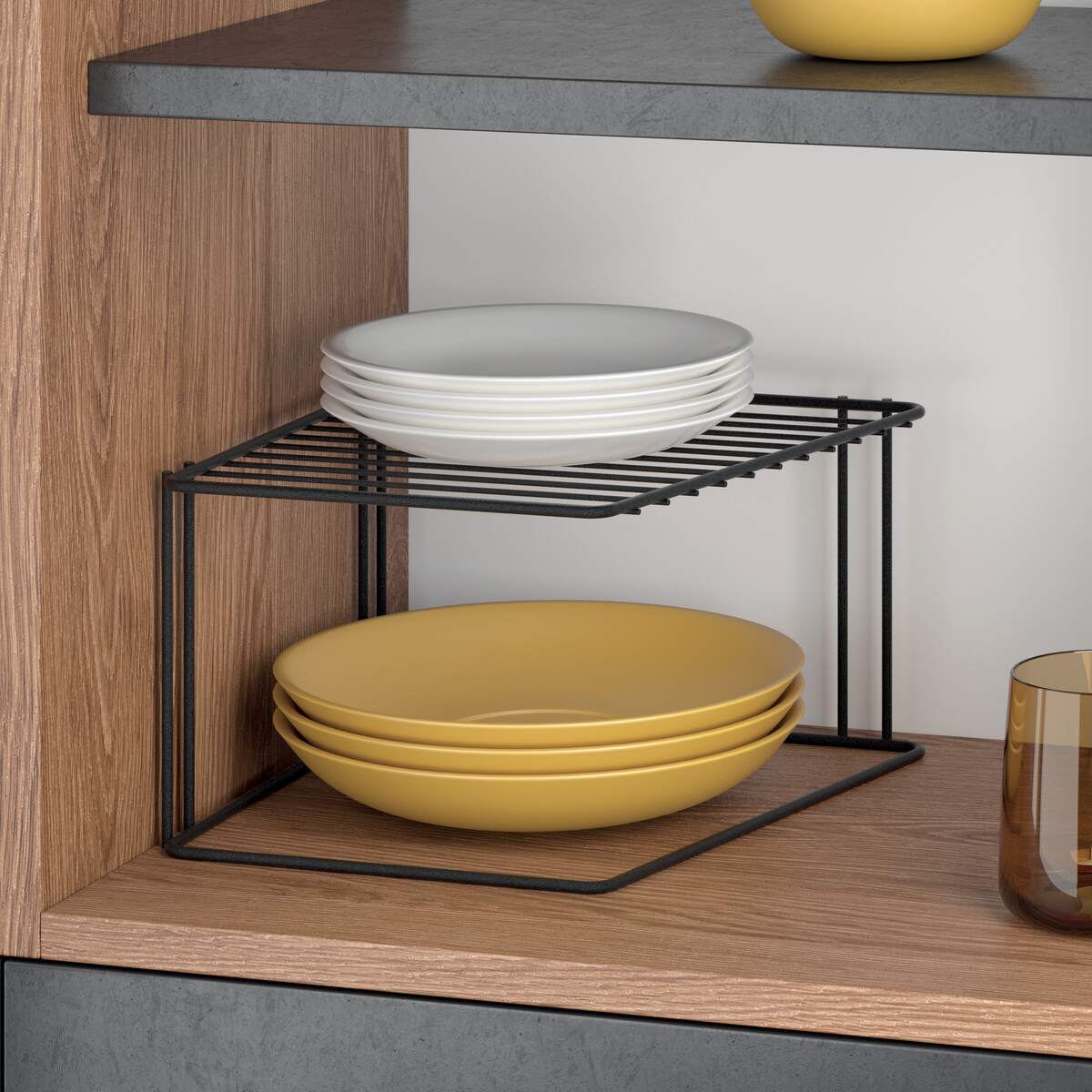 Metaltex Boxe Lava 1‑Tier Corner Shelf, Touch‑Therm Lava Coating