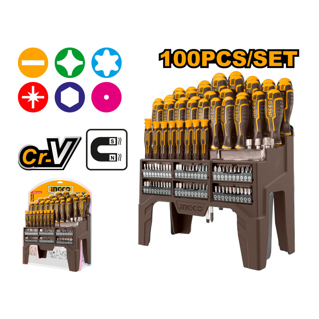 INGCO 100-Pieces Screwdriver & Bits Set