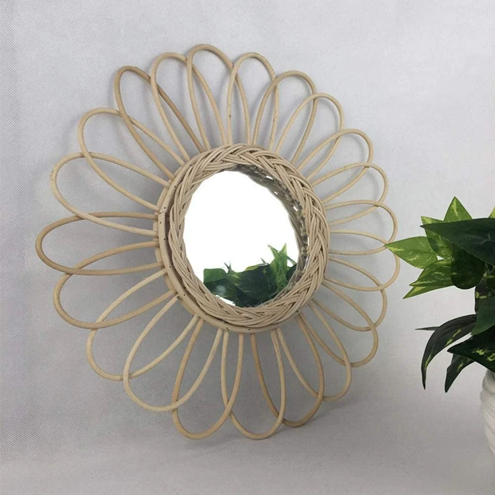 Natural Wood-Framed Mirror, 55cm