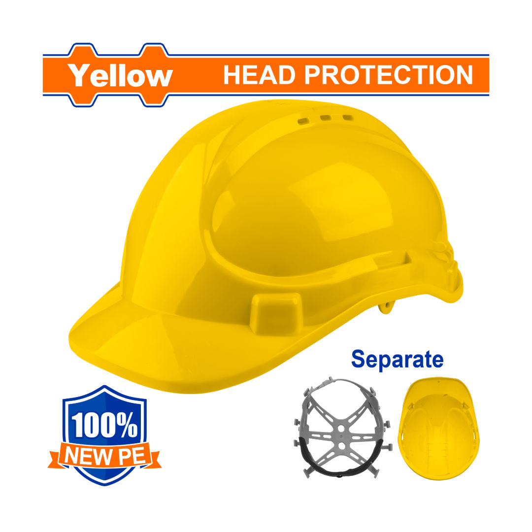 خوذة أمان WADFOW، غطاء PE، حزام ذقن