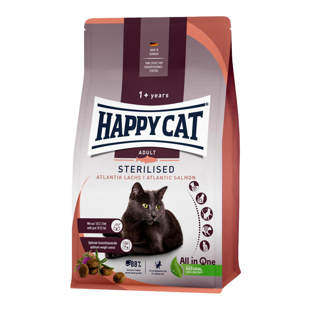 Happy Cat Sterilized Adult Atlantic Salmon Dry Cat Food, 1+ Year Old, 300gm
