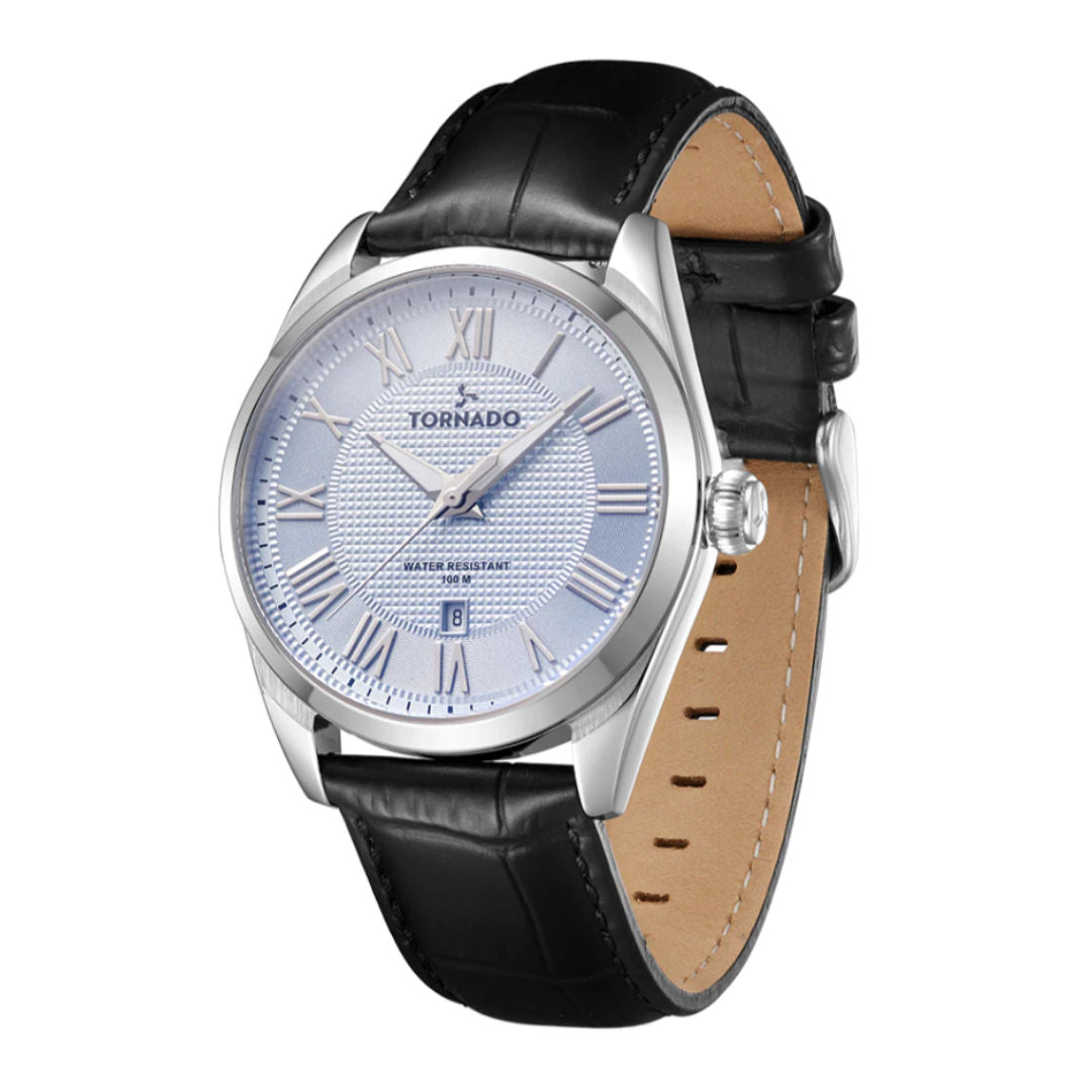 Tornado Men's Genuine Leather With Crocodile Pattern Watch, T8007 Series