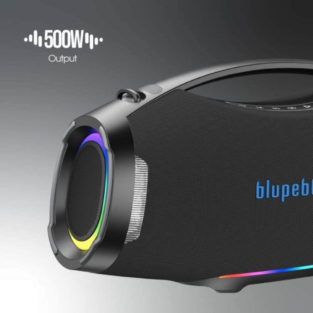 Blupebble ThunderBlast Portable Speaker 500W Bluetooth 5.0 with LED Lights, Black