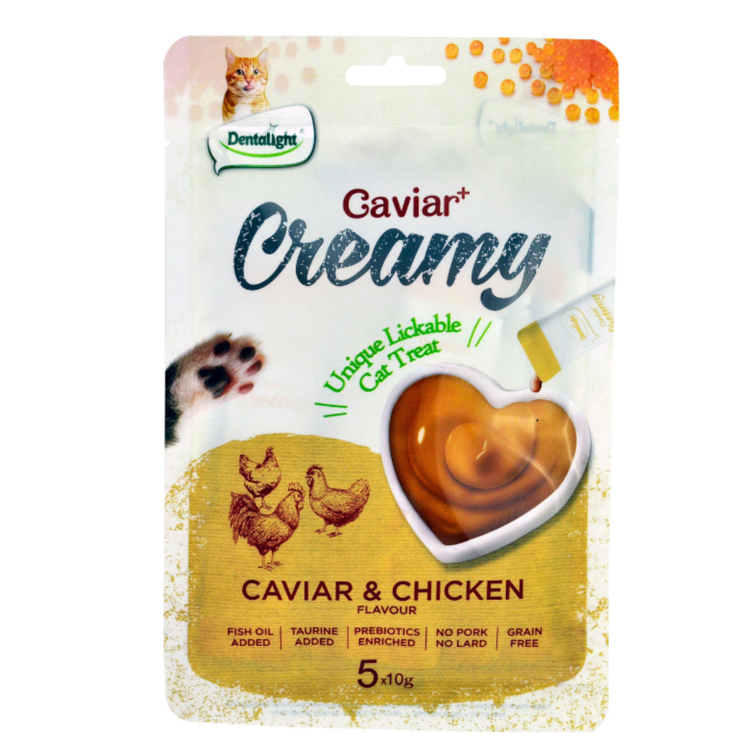 Dentalight Caviar+ Creamy Lickable Cat Treat, 5-Pieces x 10gm