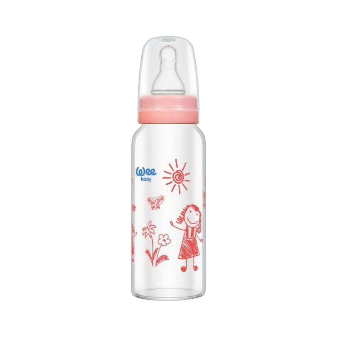 Weebaby Heat Resistant Glass Feeding Bottle, 180ml No.1, 771