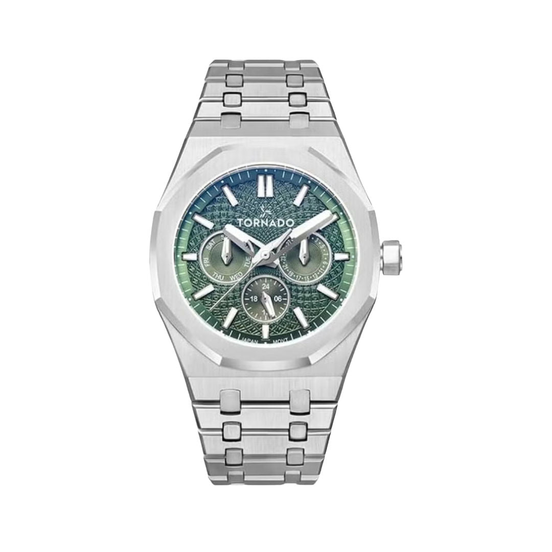 TORNADO Aurora Nova Men's Multi Function Stainless Steel Green Dial Watch