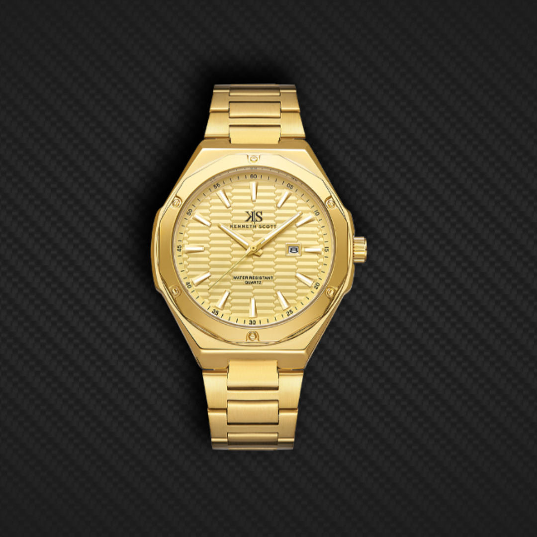 Kenneth Scott Men’s Quartz Analog Watch with Stainless Steel Bracelet, K23026 Series