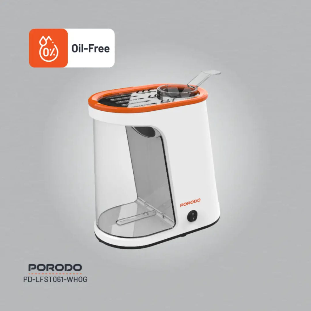 Porodo Lifestyle Air-Popped Popcorn Maker, White/Orange