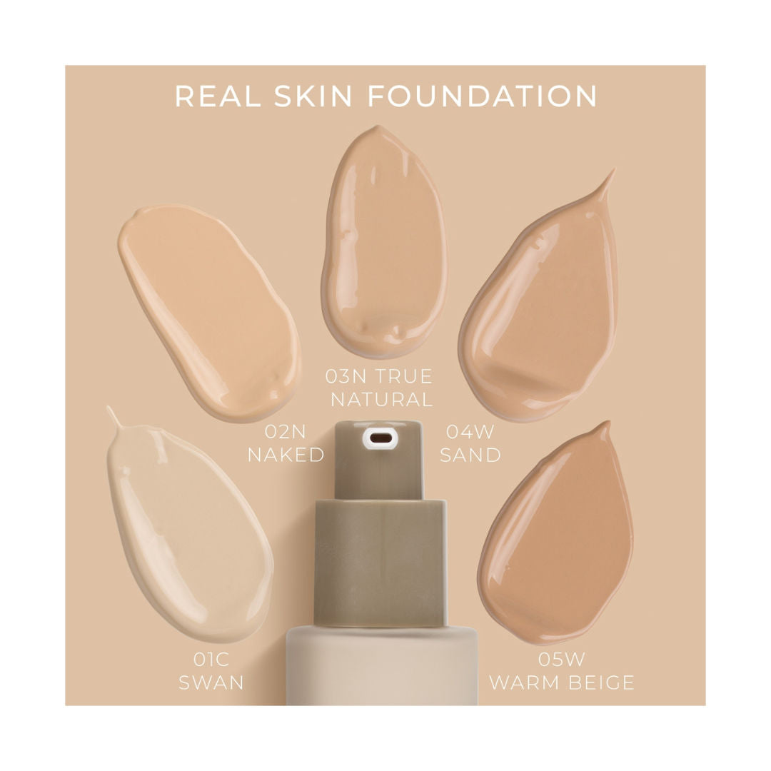 NAM Real Skin Foundation, Lightweight, Buildable Vegan Foundation with Hyaluronic Acid & Rice Extract, 30ml