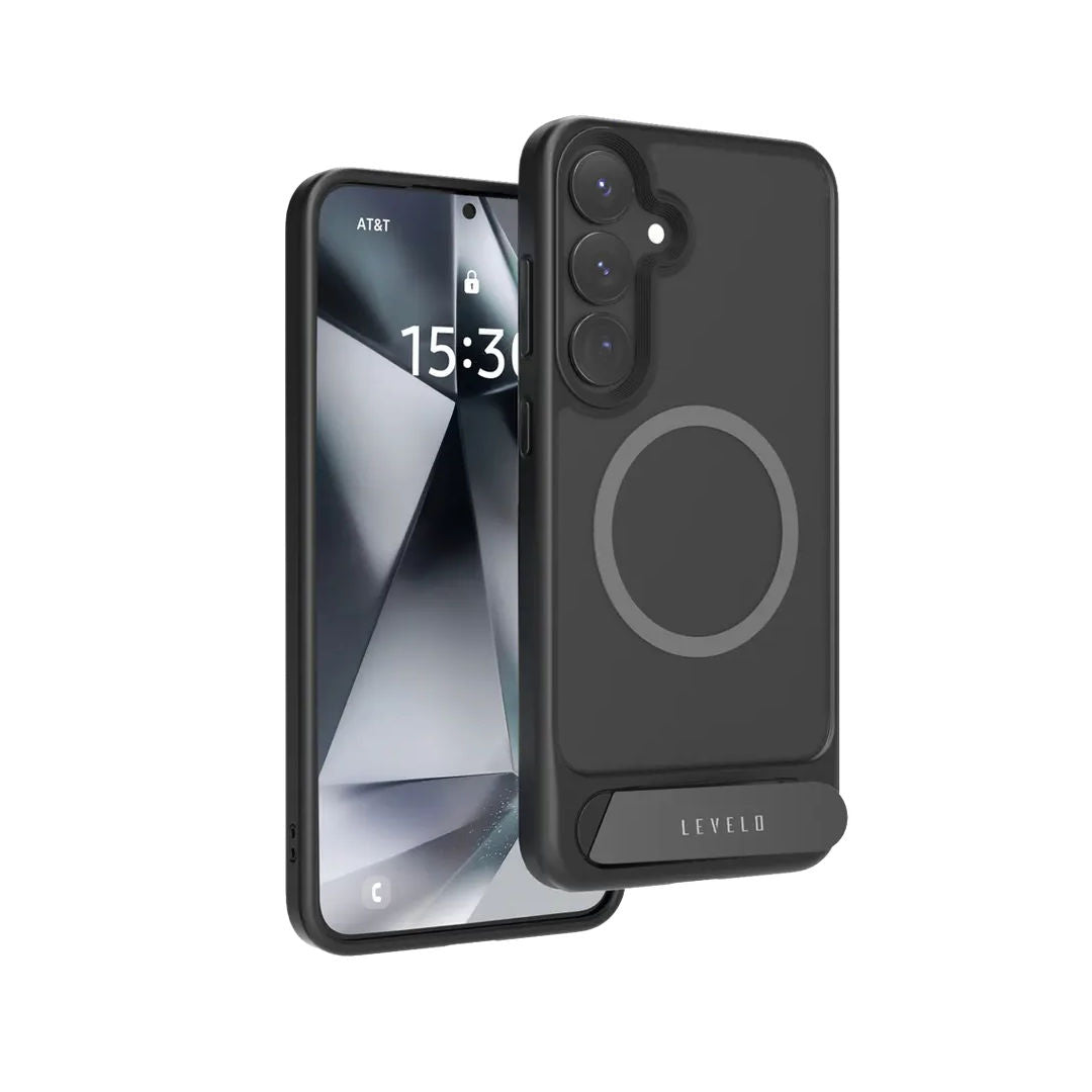 Levelo Matteo with Bottom Stand Grip Case For Samsung S25 Plus & S25 Ultra