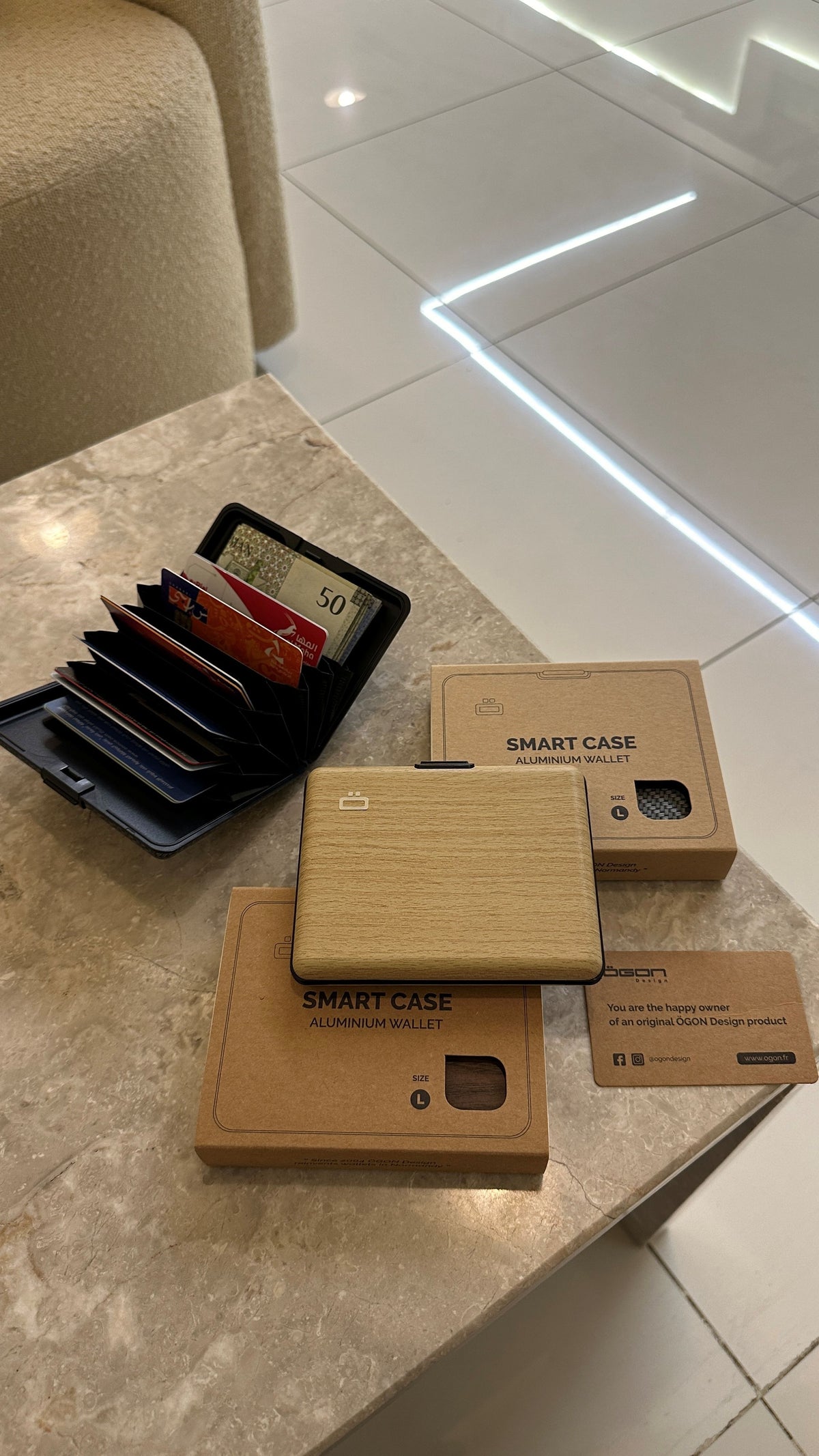 Ogon Aluminum Wallet Large Case V1, Bamboo
