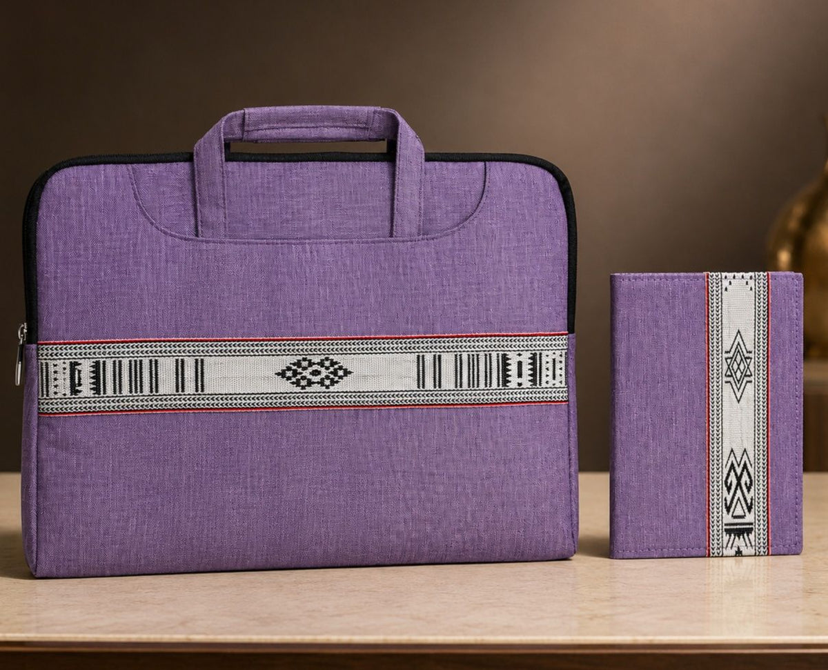 Laptop Bag & Notebook Set with Traditional Woven Design, Assorted Colors