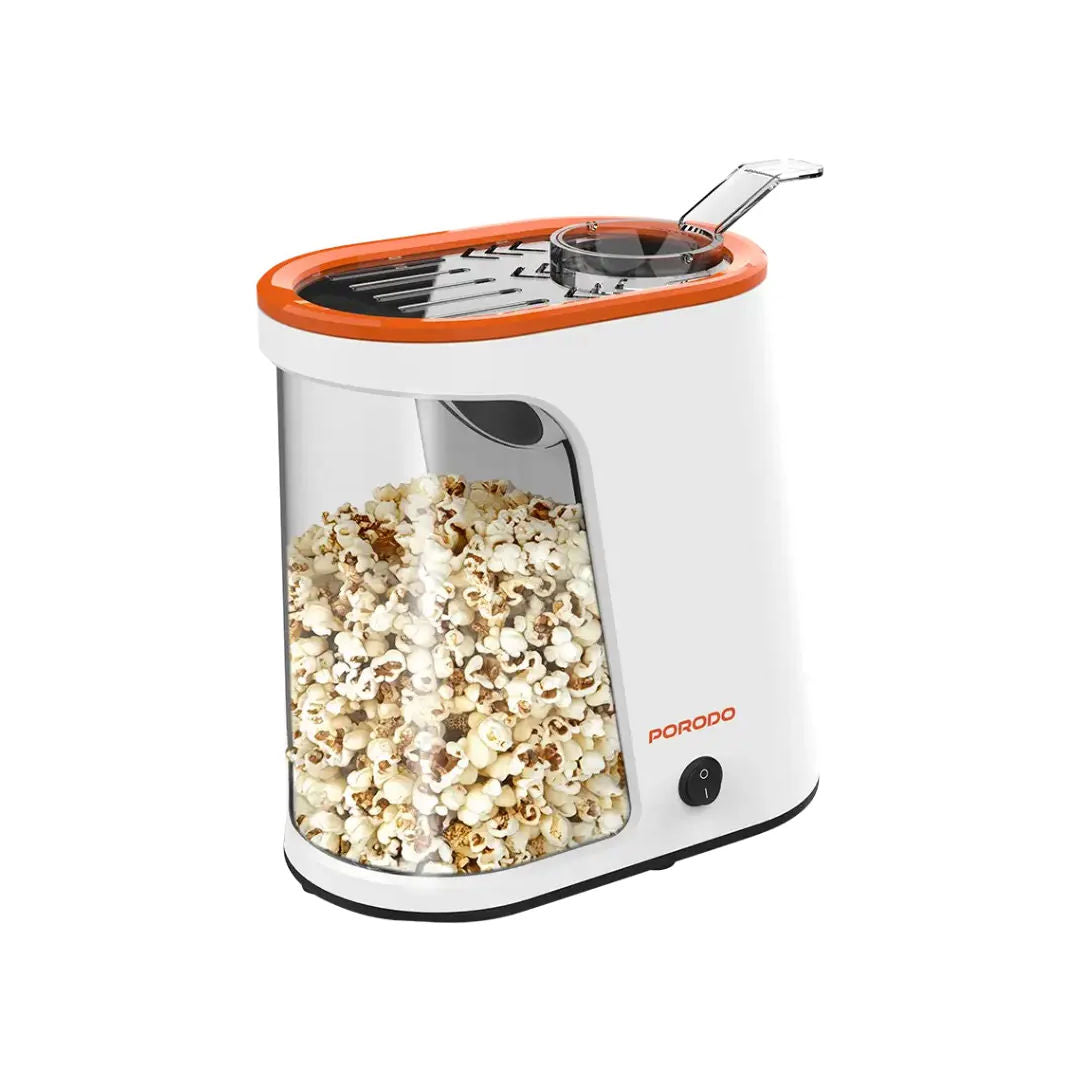 Porodo Lifestyle Air-Popped Popcorn Maker, White/Orange