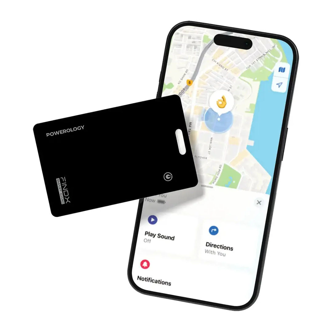 Powerology Findx Smart Card Device Finder, Apple Find My, IPX8, Black