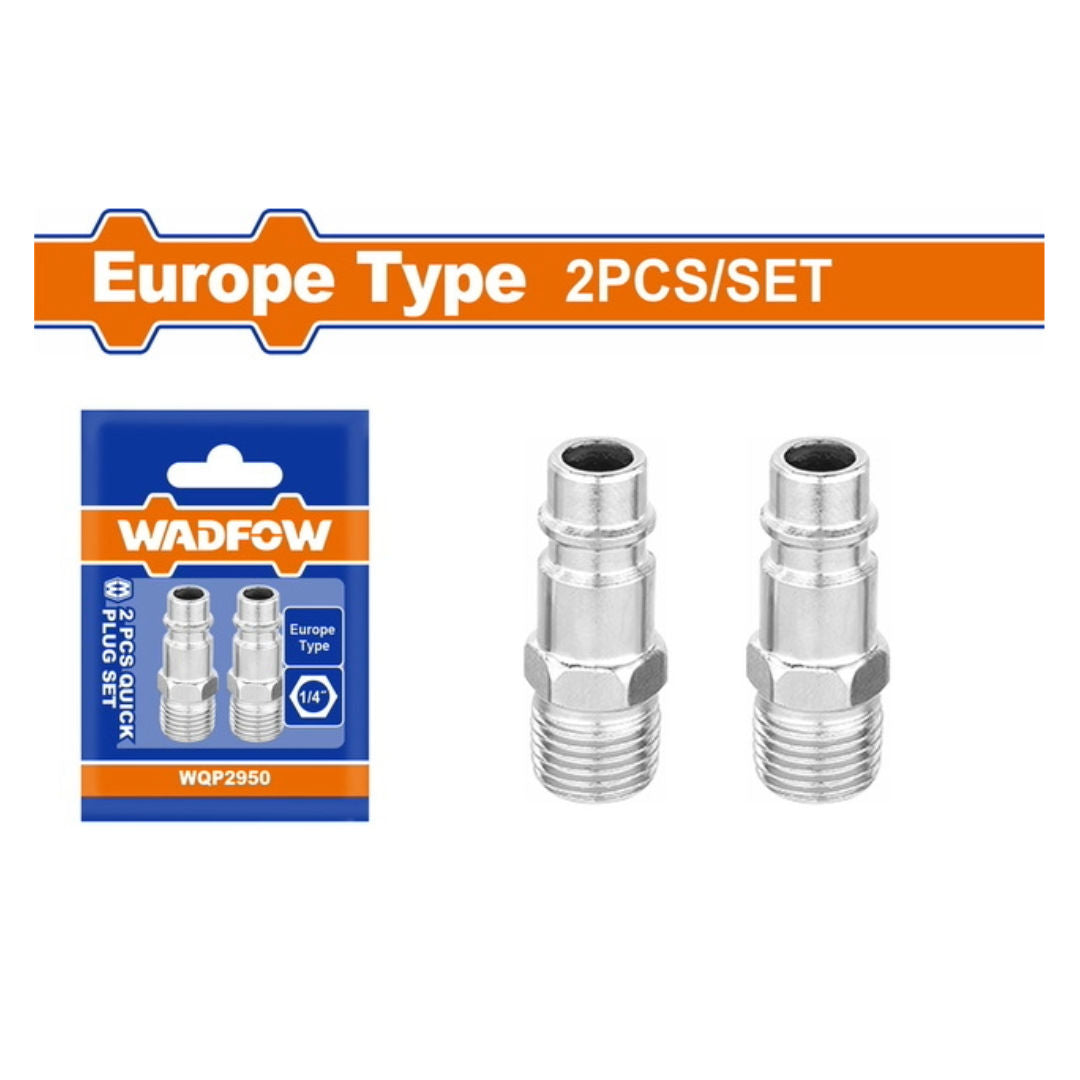 WADFOW 2 Pieces Quick Plug Set 1/4”, European Type Male Thread Air Hose Couplers