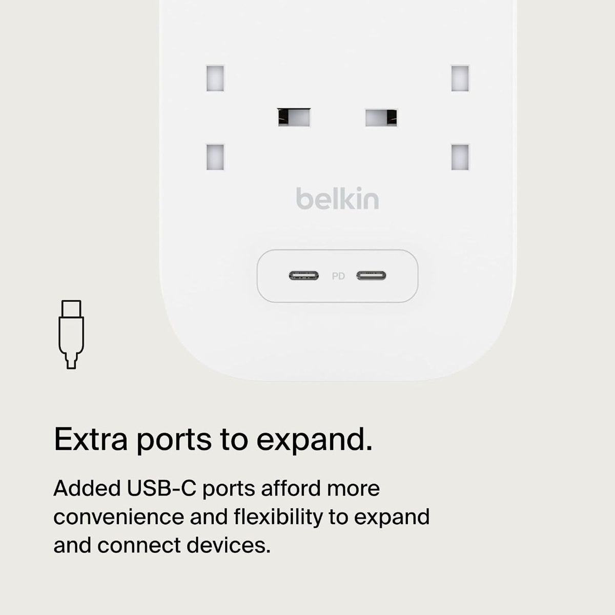 Belkin 8 Outlet Surge Protector, 30W Dual USB-C, 2M Cord