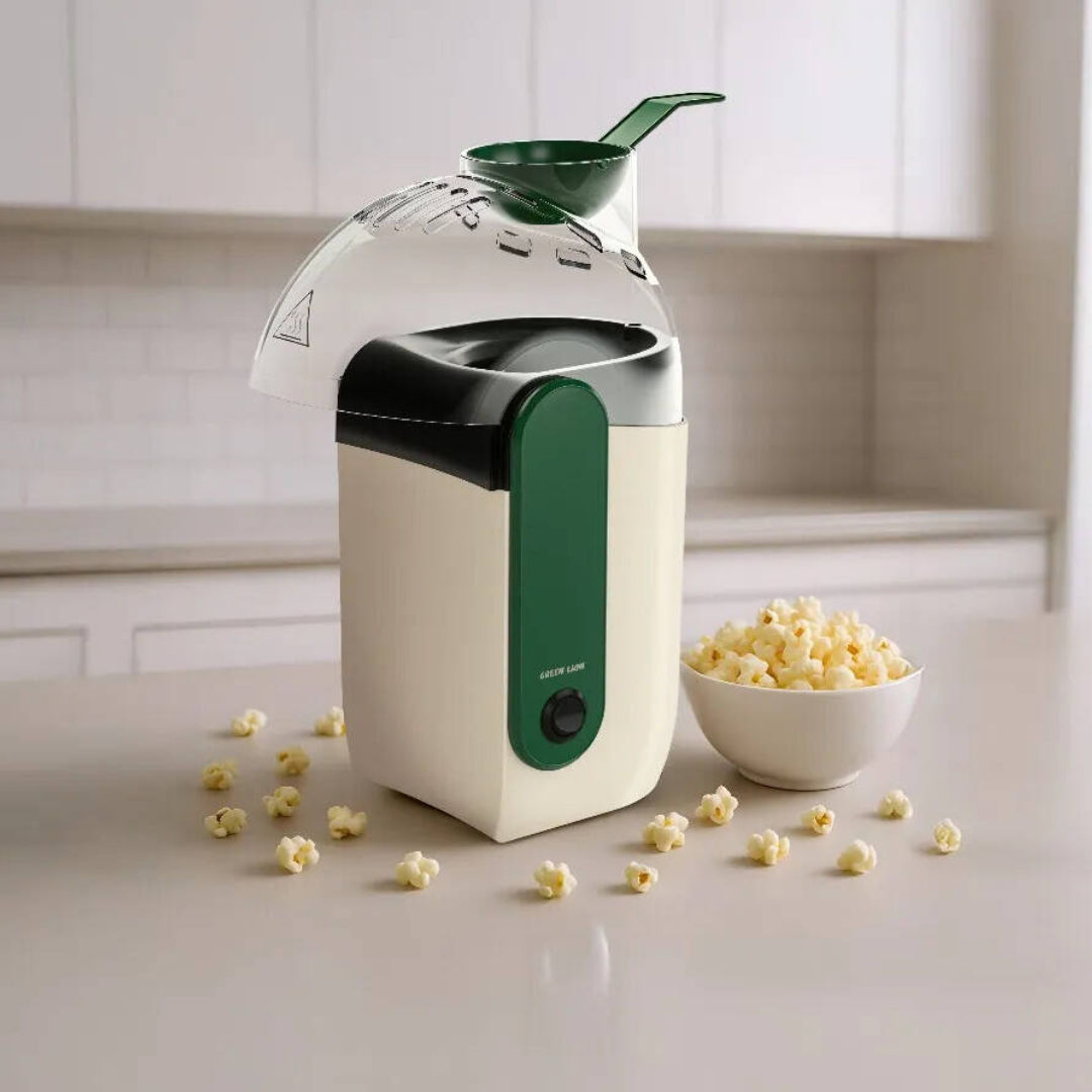 Green Lion Pop Mate Popcorn Maker 1200W, Hot Air Oil-Free Popcorn Machine, White