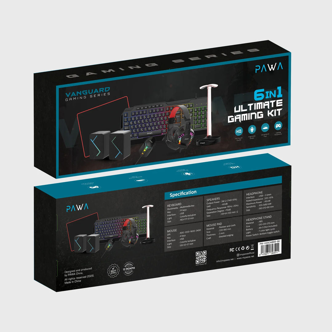 Pawa Vanguard 6 In 1 Ultimate Gaming Kit, Black