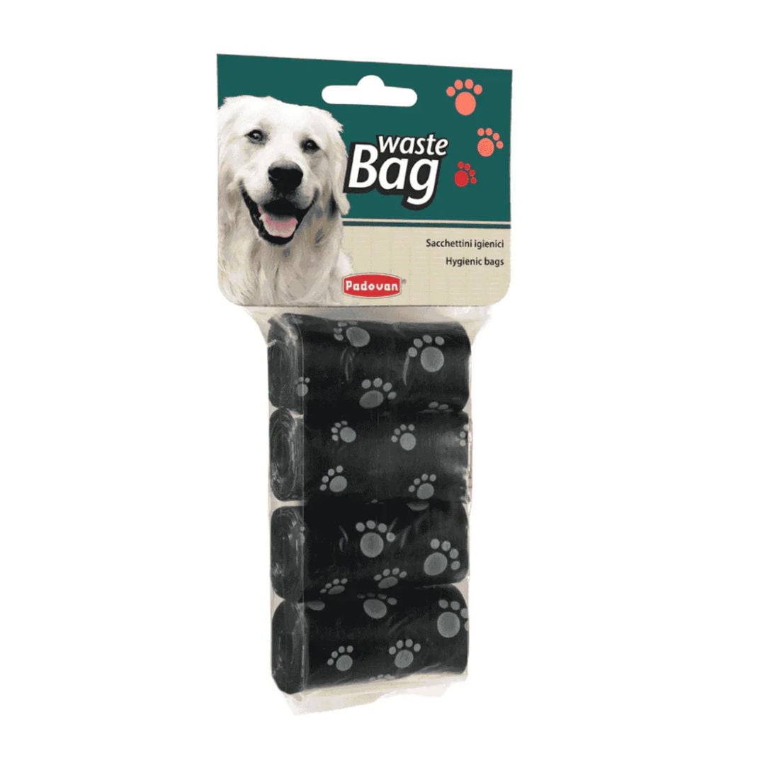 Padovan Waste Bags Black, 4 Roll Pack Poop Disposal