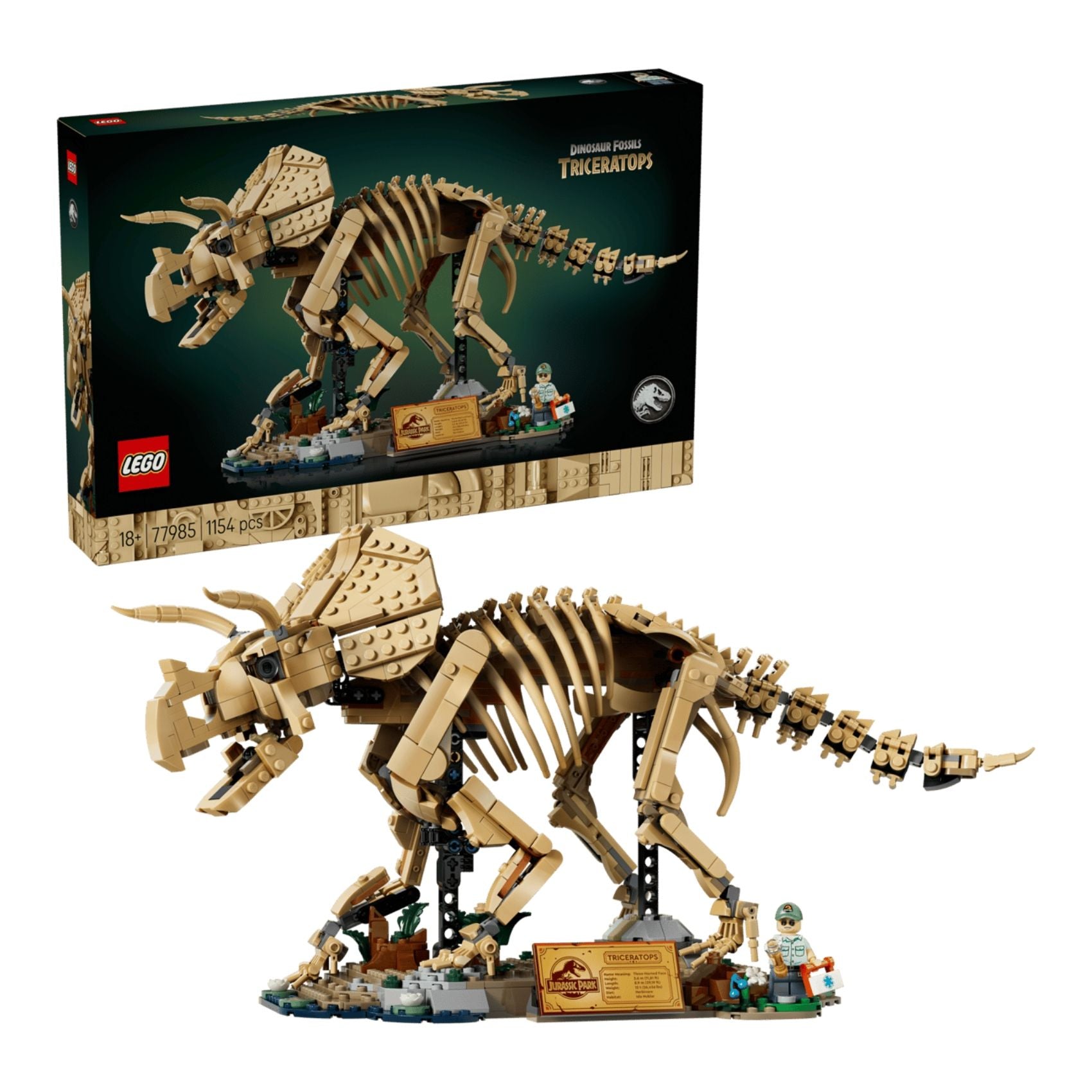 LEGO 77985 Jurassic World Dinosaur Fossils Triceratops Building Toy Set, 1154 Pieces for Adults 18 Years and Above