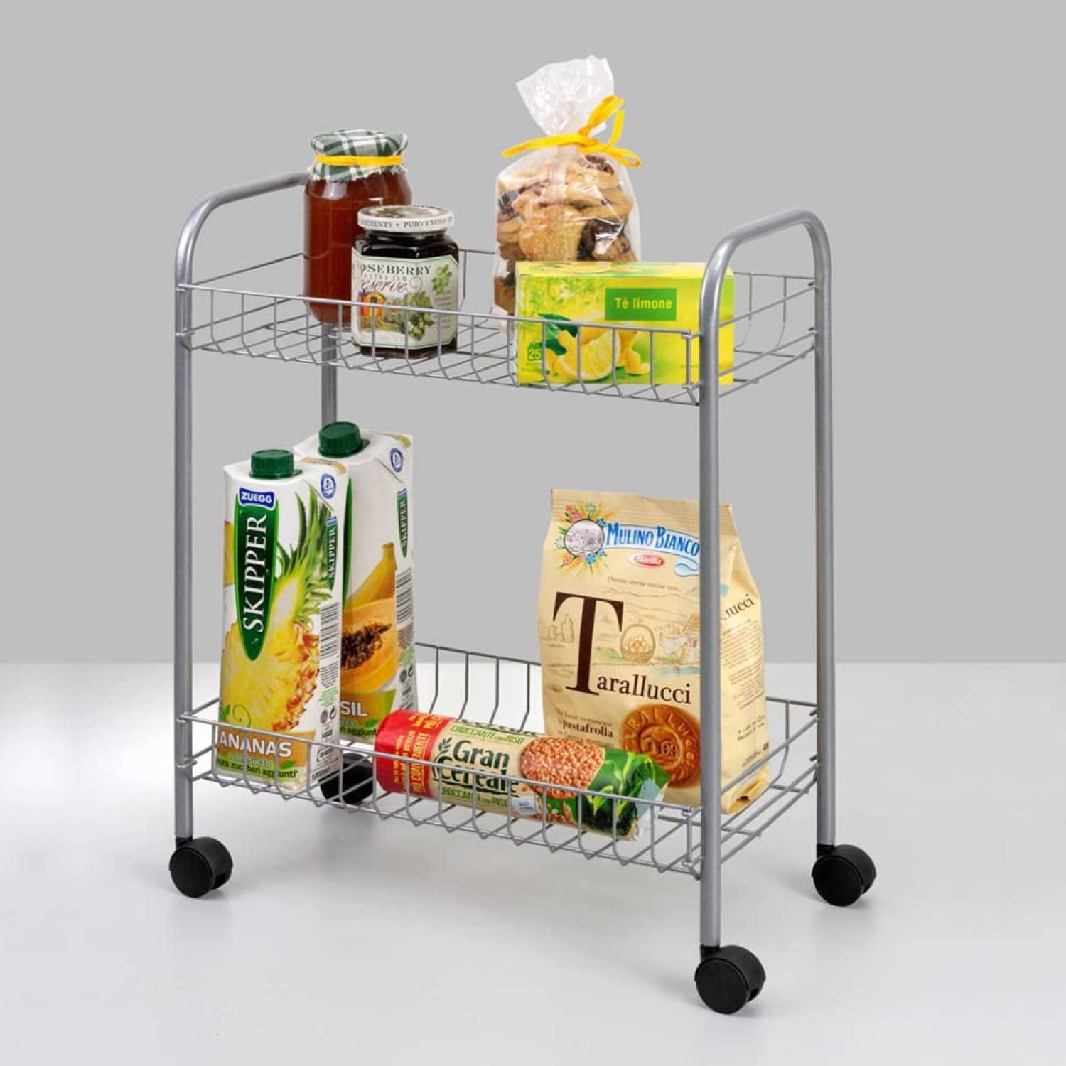 Metaltex Madrid 2‑Tier Rolling Cart