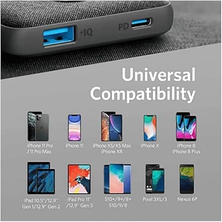 Anker PowerCore III Sense 10000mAh PD 20W Power Bank, Fabric Black