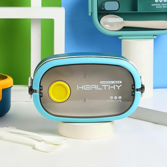 Twisoo Stainless Steel Lunch Box With Cutlery Set, Leakproof, Multi-Compartment, Assorted Colors, LBS-005