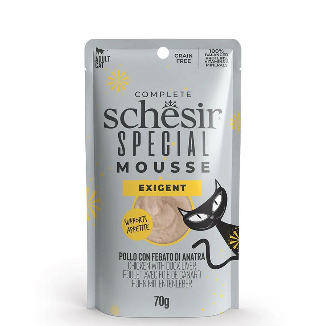 Schesir Special Mousse Exigent Chicken with Duck Liver Adult Cat Wet Food, 70gm